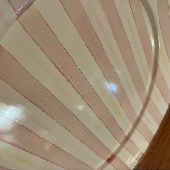 McKenzie Childs serving platter pink and white stripped 16” MINT CONDITION. - Picture 2 of 3